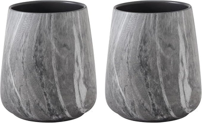 2Pcs Toothbrush Holder for Bathroom - Marble Grey Ceramic Tooth Brushing Holders Set, Toothbrush Cup & Toothpaste Organizer for Bathroom Countertop, Makeup Brush Holder, Pen Holder for Home Storage