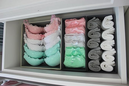 Drawer Organizer Set of 3, 11" x 5.5" x 4.8" Collapsible Fabric Storage Boxes for Socks, Underwear, Ties - Light Gray Closet Dividers