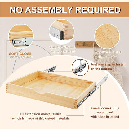 Sintuff 4 Set Wooden Pull out Tray Cabinet Organizer Gentle Close Roll out Shelves for Kitchen Cabinets Fully Assembled Slide Pantry Shelves (24'' X 21'')