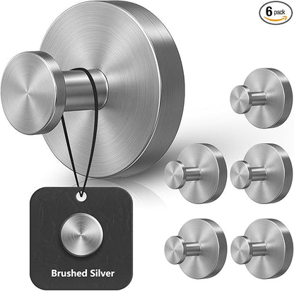 WingWider Shower Hooks for Inside Shower,Suction Cup Hooks for Glass Window,Removable Towel Hooks for Bathrooms,6 Packs(Silver)