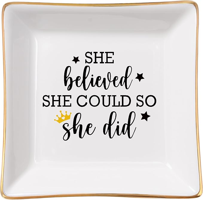 COZITED Congratulations Gifts for Women - She Believed She Could So She Did Trinket Jewelry Dish, High School College Graduation Gifts for Her New Job Gifts Inspirational Spiritual Motivational Gift