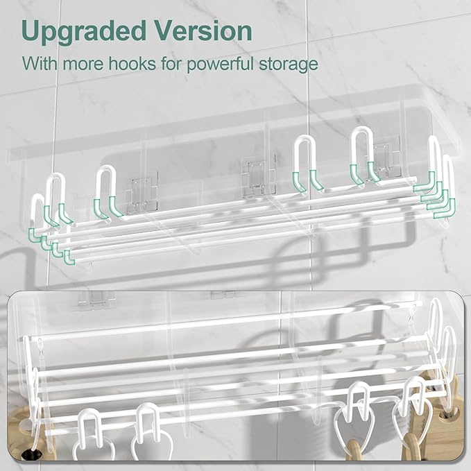 Getsrichfc 2025 New Adhesive Shower Caddy, Shower Shelves with 16 Hooks, White 2 Pack
