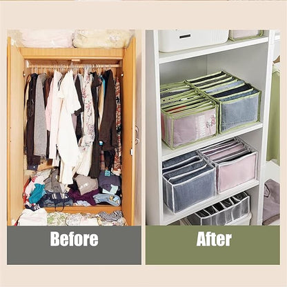 TIGARI Wardrobe Clothes Organizer, Drawer Organizers for Clothing, Closet Storage Organizer, Dresser Drawer Organizers for Thin Jeans, Trousers, T-shirts, Skirts (Gray,3 Pcs Large)