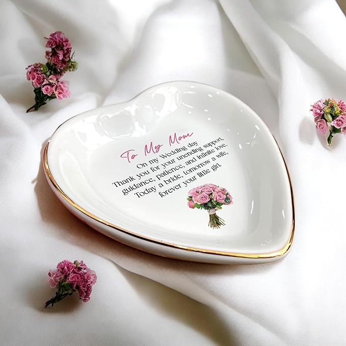 Clover89 To My Mom Ring Dish Gifts-Mother's Day Gifts for Mom From Daughter-Ceramic Ring Dish Jewelry Tray,Birthday,Wedding,Engagement,Christmas,Thanksgiving Day Gifts for Mother