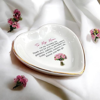 Clover89 To My Mom Ring Dish Gifts-Mother's Day Gifts for Mom From Daughter-Ceramic Ring Dish Jewelry Tray,Birthday,Wedding,Engagement,Christmas,Thanksgiving Day Gifts for Mother