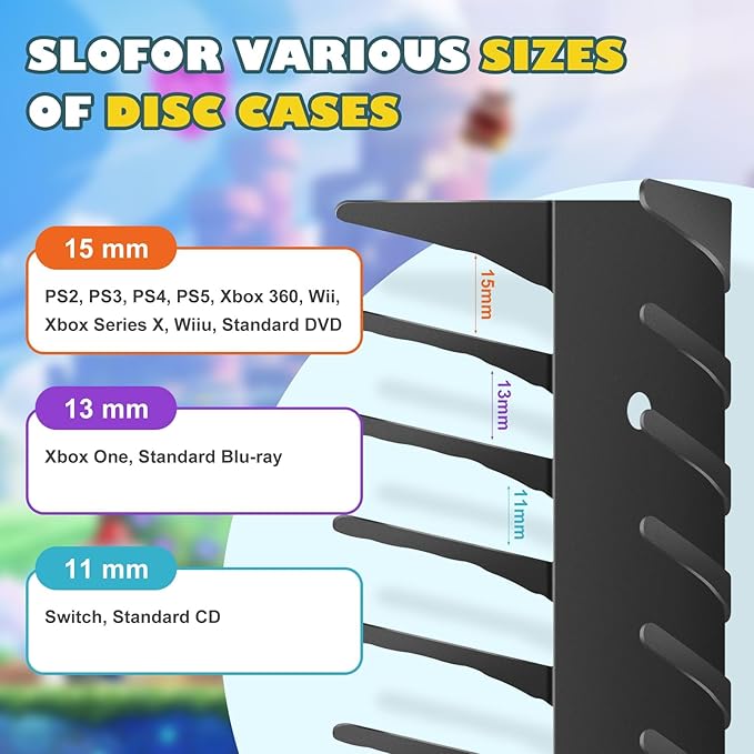 Video Game Storage Wall Mount - 4PCS Heavy-Duty Metal Game Case Holder Media Storage Shelves for PS, Xbox, DVD, Switch Game Organizer Display Stand, Holds up to 76