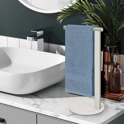 Stainless Steel L-Shaped Hand Towel Holder, SUS304 Bathroom Towel Rack with Thickened Base for Countertop Vanity (Brush Nickel)