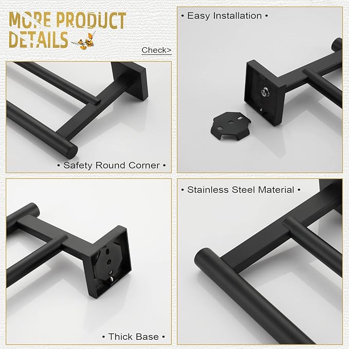 KOKOSIRI 32'' Towel Rails Bathroom Double Towel Bars Matte Black 32 Inch Bath Towel Holder for Washroom Wall Stainless Steel B5005BK-L32