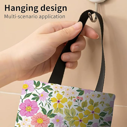 Plastic Bag Holder, Wall Mount Grocery Bag Organizer, Funny Hanging Trash Storage Dispenser for Home Kitchen Cute Colorful Flowers