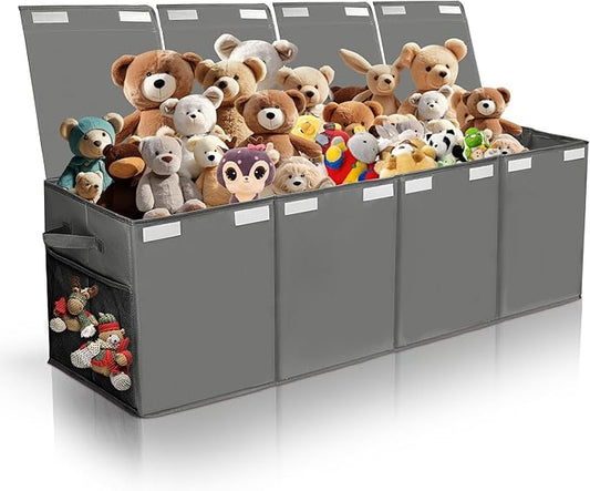 AOBOPLE Extra Large Toy Chest,50"x15"x12" Toy Box for Boys Girls Nursery,Collapsible Sturdy Toy Storage Organizer with Mesh Pockets,Large Toy Chest Storage Boxes Bins Baskets