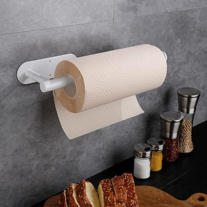 Paper Towel Holders,Paper Towels Rolls,Paper Bulk- Self-Adhesive Under Cabinet Wall Mount Countertop,Both Available in Adhesive and Screws,for Kitchen, Pantry, Sink, Bathroom，Stainless Steel-White