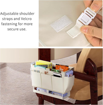 Frjjthchy Bedside Caddy Bedside Organizer,Bed Caddy with 11 Pockets and Power Strip Holder,Versatile Bedside Storage Caddy for Home,Dorm,Bunk,Hospital,Crib Bed (White)