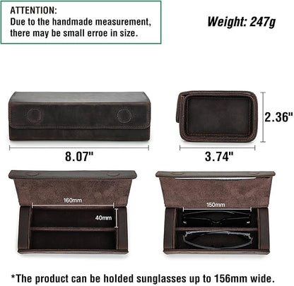 CataPurus Sunglasses Organizer Case for Man & Woman, Top Grain Leather & Handmade, Portable Travel Eyeglasses Storage Holder