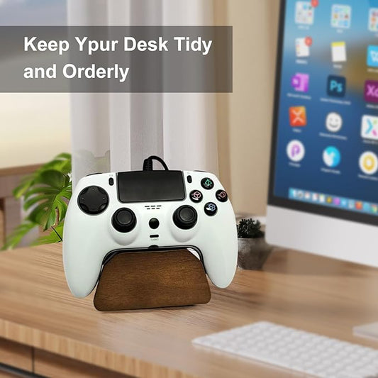 Solid wood gamepad stand, game equipment, controller stand, suitable for Xbox, PS4, PS5, is a good helper for organizing gamepads on the desk, and also the best gift for your son, husband, boyfriend