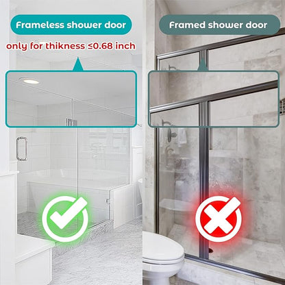 Cerbonny Shower Door Hooks (10 Inch), 2 Pack Extended Towel Hooks for Bathroom, Over Door Hooks, Shower Hooks for Frameless Glass Door, Black