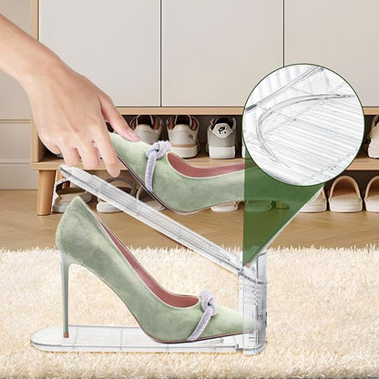 Clear Shoe Slot Organizer, 30 Pack Adjustable Shoe Slots Organizer for Closet Clear Shoe Stackers Shoe Rack Holder Shoes Space Savers for a Pair of Shoes