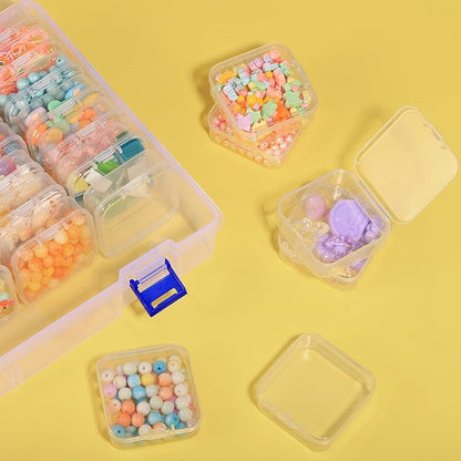 Funtopia 40 Pcs Bead Organizers and Storage, Small Clear Plastic Storage Containers with Lids, Mini Transparent Organizer Boxes for Jewelry, Toys, Beads, Small Parts and Crafts Accessories