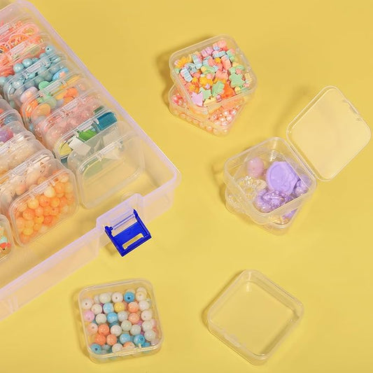 Funtopia 40 Pcs Bead Organizers and Storage, Small Clear Plastic Storage Containers with Lids, Mini Transparent Organizer Boxes for Jewelry, Toys, Beads, Small Parts and Crafts Accessories