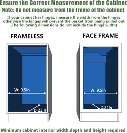 LOVMOR Pull Out Cabinet Organizer 9" W x 21½" D, Kitchen Cabinet Pull Out Shelves Slide Out Storage