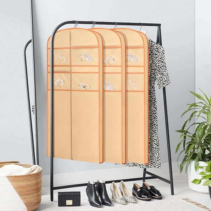 65" Garment Bag for Travel for Hanging Clothes Storage Hanging Suit Cover with Zipper and Accessory Storage for Coats, Dresses, Suits