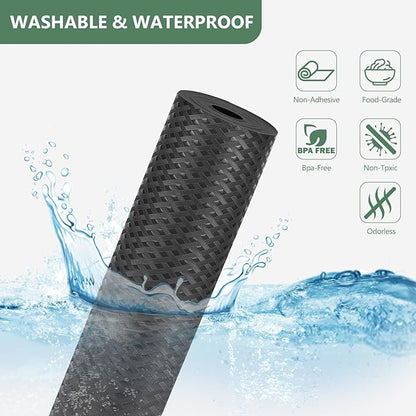Shelf Liners, Non-Adhesive Drawer Liner, Waterproof & Oil-Proof Kitchen Cabinet Cupboard Liner Plastic EVA Material BPA Free Fridge Liner Mats Paper Protector for Shelves (Black/16in x 240in)