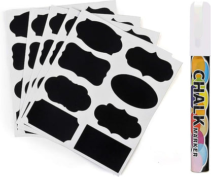 96 Pack Chalk Label, for Marking Kids, Dog, Cat, Ferret Treats, Bottles & Kitchen Food Containers, Includes Writing Pen