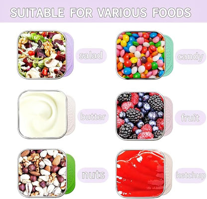 HTEVW 6Pack 6oz Stainless Steel Snack Containers for Kids, Easy Open Leak Proof Metal Toddler Snack Containers with Silicone Lids, Stackable Metal Toddler Lunch Box for School-U.S.Design Patent