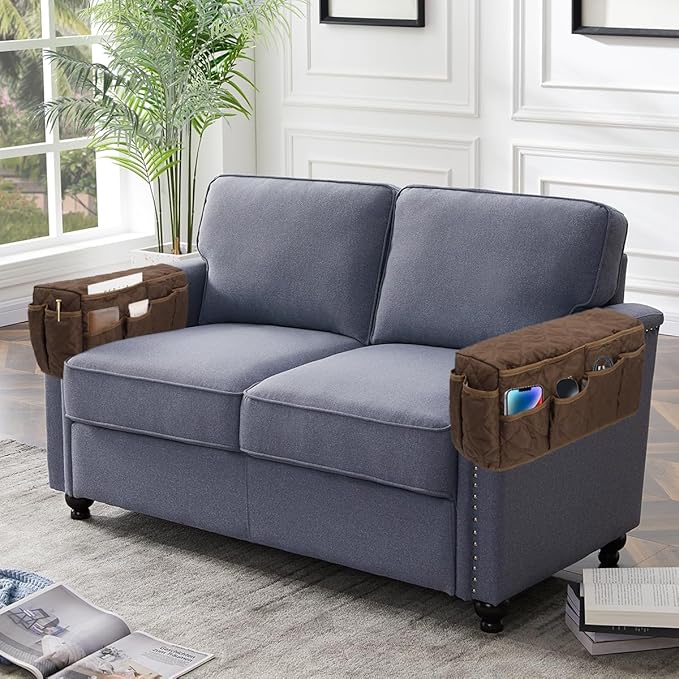 HADEEONG Remote Control Holder, Non Slip Bedside Armchair Caddy, Recliner Arm Caddy Armrest Organizer with 14 Pockets for Cell Phone TV Remote Control Magazines