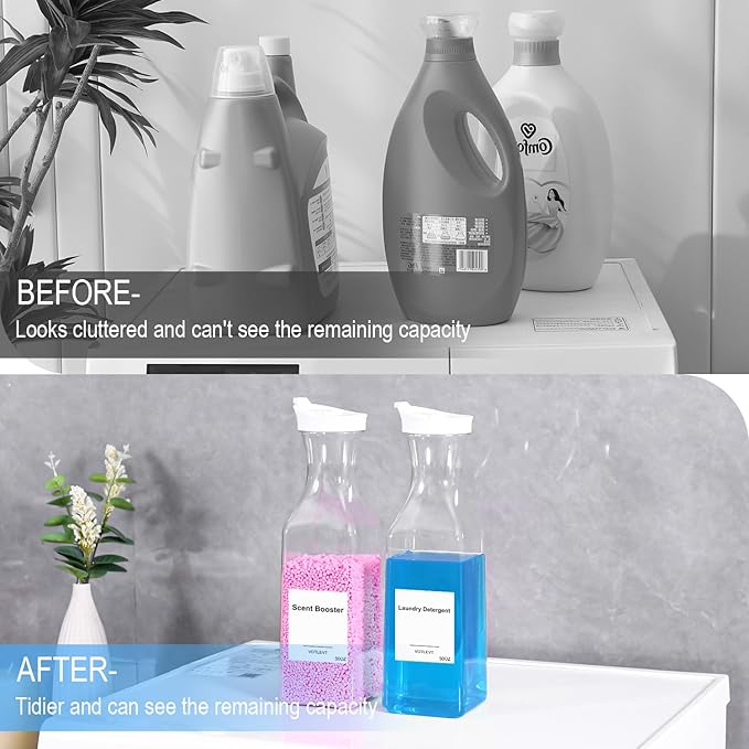 50 OZ Liquid Laundry Detergent Dispenser, Plastic Laundry Detergent Container for Organizing, Fabric Softener and Laundry Soap Dispenser, Laundry Powder Organizer for Laundry Room, 3 Pack