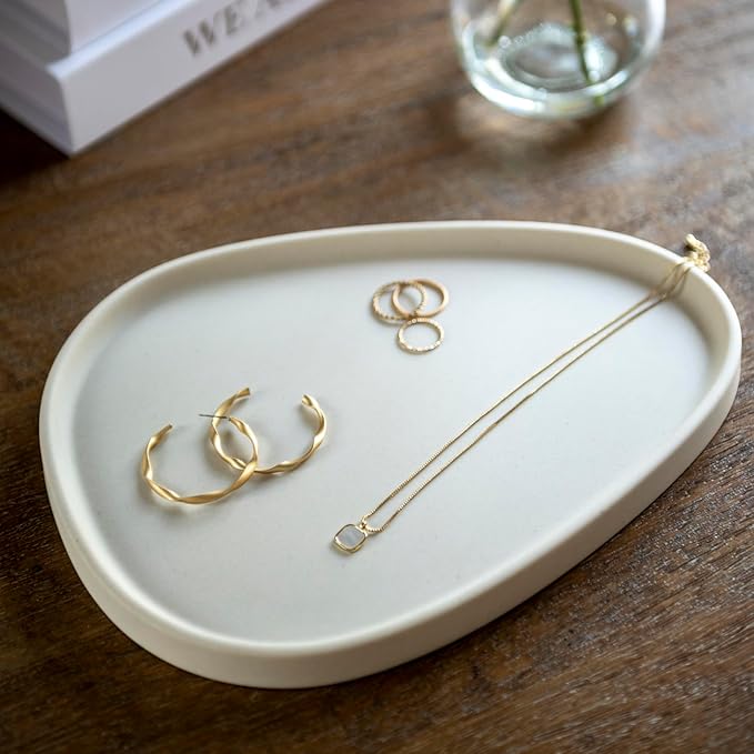 MONEST Avocado Jewelry Tray (Off-White), Ring & Trinket Tray, Nightstand Tray