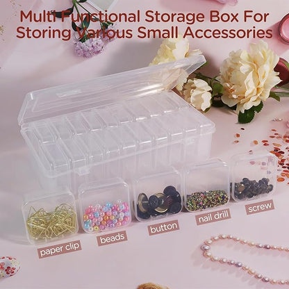 24Pack Bead Organizer Box With Hinged Lid - Clear Bead Storage Containers for Organizing DIY Jewelry Craft and Bracelet Making - Mini Plastic Bead Box (24Pack 2.15 X 2.15 X 0.8inch)