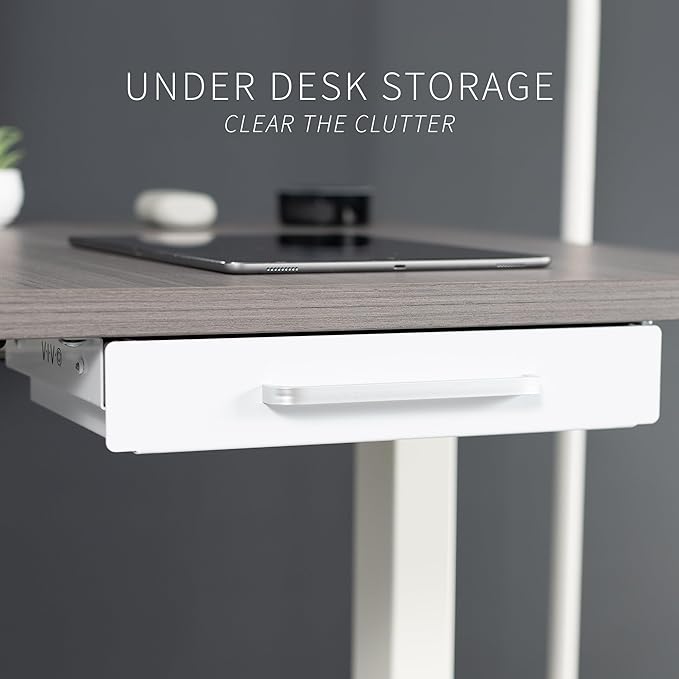 VIVO 13 inch Under Desk Slide Out Storage Organizer, Pull Handle Drawer, White, DESK-DR1H-W (Pack of 3)