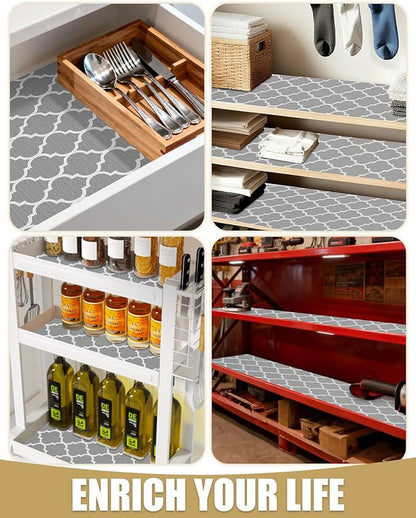 Shelf Liners for Kitchen Cabinets Non-Adhesive, Non-Slip Thickened Shelf Paper Waterproof Washable for Drawer Dresser Pantry Shelve Bathroom Protector Liner