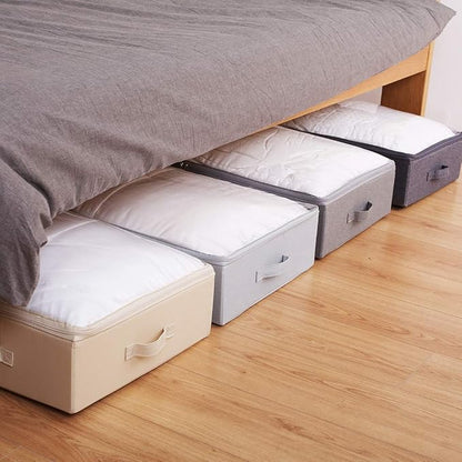 iwill CREATE PRO Pack of 2, Visible Lid Underbed Clothes Storage Bins for Shoes, Blankets, Sheets Organizer, 6" Height 7" Tall Under the Bed Storage Containers, Beige
