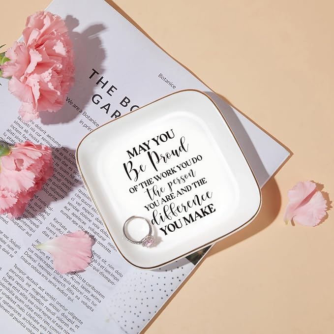 PUDDING CABIN Thank You Gift, Appreciation Employee Teacher Nurse Coworker Colleague Retirement Gift for Woman Jewelry Dish – May You Be Proud of the work You do – Gift for Team