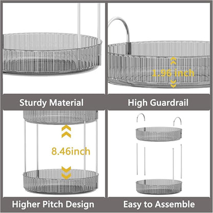 Asayuee 360 Rotating Makeup Organizer,3 Tier Large Capacity Make Up Organizers and Storage,Makeup Organizer for Bathroom,Cosmetic Perfume Stand Organizer(Grey-3 Tier)