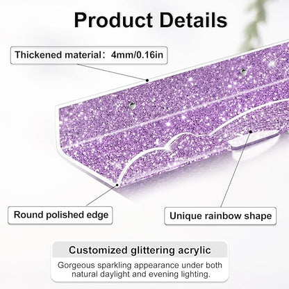 Rainbow Glitter Acrylic Floating Shelves, 23.6" Wall Mounted Nursery Bookshelves, Display Ledge for Books Toys Cosmetic Storage, Bathroom Bedroom Living Room Wall Organizer, 2 Pack, Purple