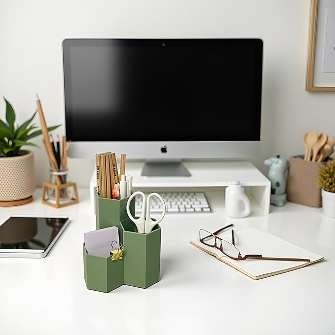 Pencil Organizer Pen Holder for Desk Pens Cup Small Desk Organizer Cute Pen Holder for Office,School and Home (Green)