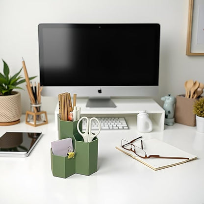 Pencil Organizer Pen Holder for Desk Pens Cup Small Desk Organizer Cute Pen Holder for Office,School and Home (Green)