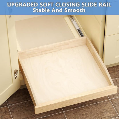 ROOMTEC Pull Out Cabinet Organizer 28-1/2" W x 21" D, Pull Out Cabinet Drawer for Kitchen cabinets with Soft Close, Pull Out Cabinet Shelf, Finished, Bottom Assembly