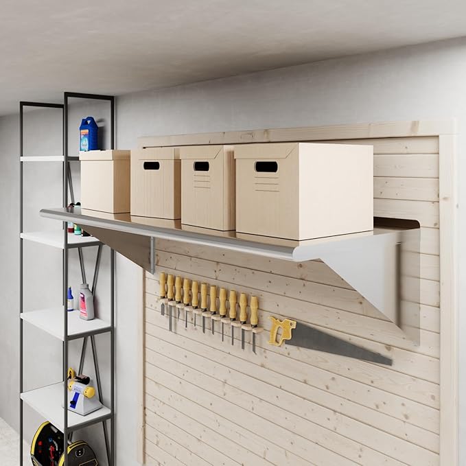 AmGood 60" Long X 24" Deep Stainless Steel Wall Shelf | NSF Certified | Appliance & Equipment Metal Shelving | Kitchen, Restaurant, Garage, Laundry, Utility Room