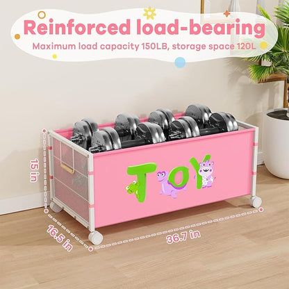 Large Toy Box, Toy Storage Organizer for Kids, Toy Chest for Toddlers with 360° Wheels, Toybox for Living Room, Oxford Cloth Toy Box for Boys, Girls, Stuffed Animals, Clothes