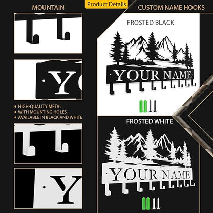 Custom Metal Key Rack Hooks, Personalized Key Holder for Wall, The Great Forest, Mountain Theme Wall Decoration Hooks, Key Hanger Organizer for Living Room, Entryway, Bathroom, Kitchen Decor