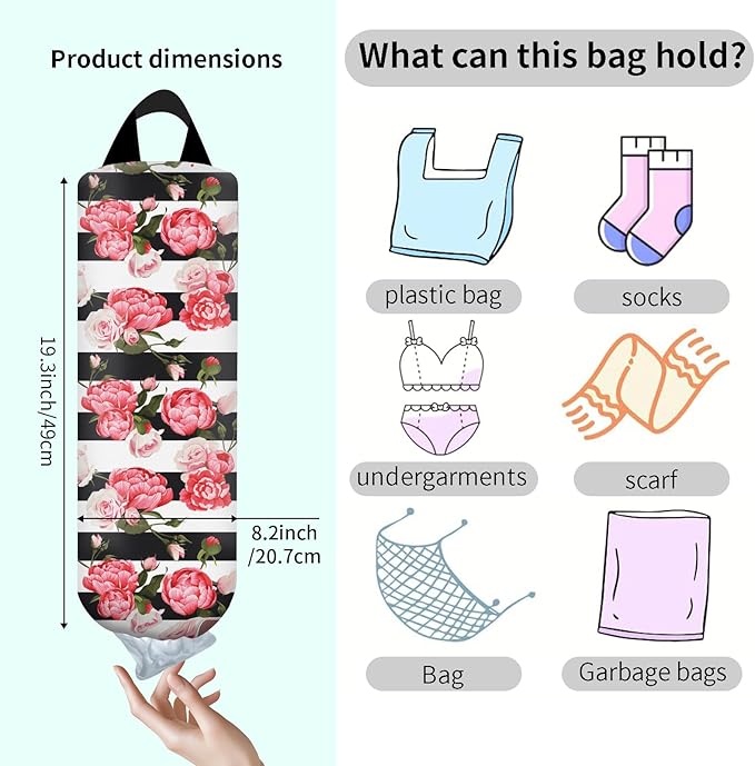 Plastic Bag Holder, Wall Mount Grocery Bag Organizer, Funny Hanging Trash Bag Storage Dispenser for Home Kitchen Cute Red Poney