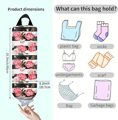 Plastic Bag Holder, Wall Mount Grocery Bag Organizer, Funny Hanging Trash Bag Storage Dispenser for Home Kitchen Cute Red Poney