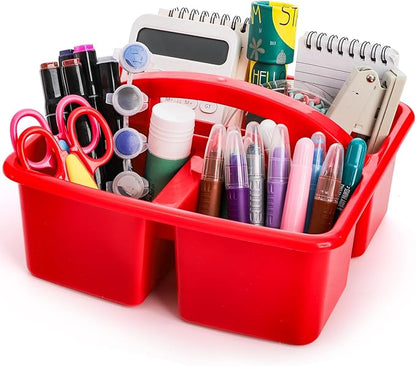 TOPZEA 6 Pack Plastic Classroom Caddy Organizer with Handle, 3 Compartments Teacher School Supply Table Storage Caddy Craft Desk Caddies Art Supplies Organizer Bins for Classroom & Office Organization