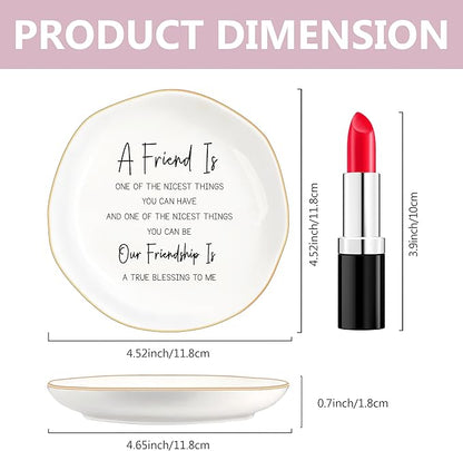 Bestie Gifts for Women Friendship, Jewelry Dish Trinket Tray, Gifts for Friends Female, Friend Gifts for Women Birthday, BFF Soul Sister Work Bestie Gifts for Thanksgiving Gifts (White-Friend7)