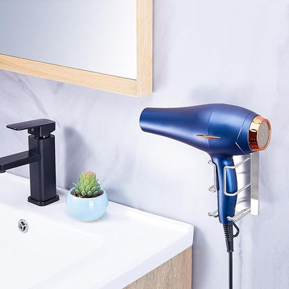 WAYASI Hair Straightener Holder Wall Mounted Blow Dryer Holder, Curling Iron Holder, Hairdryer and Straightener Holder, Bathroom Hair Tools Organizer and Storage (Silver)