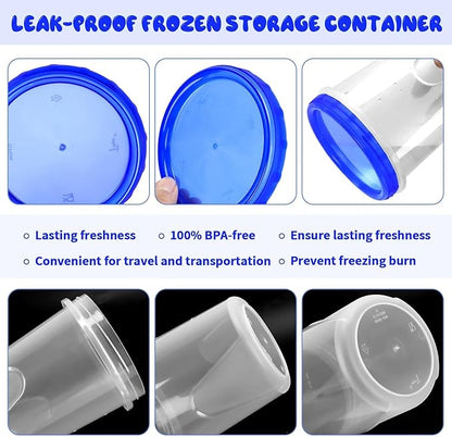 ISUSSER 12 Pack Freezer Containers with Screw On Lids, 32 Oz Stackable Reusable Plastic Storage Container, Airtight Plastic Food Storage Containers with Twist Top Lids for Food Soup Jello Sauce