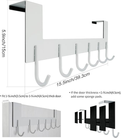 WEBI Over The Door Hook for Hanging Door Hanger,Over Door Towel Rack,Door Coat Rack for Towels,Clothes,Behind Back of Bathroom,White